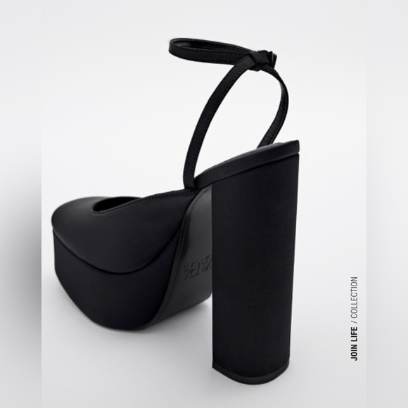 EVERYTHING MUST GO NWOT Zara Ankle Strap black Heels US6 - Picture 2 of 6